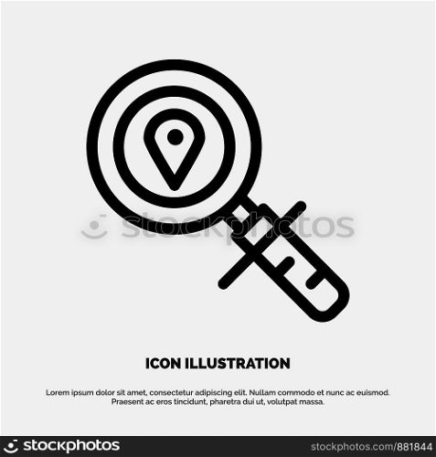 Map, Location, Search, Navigation Line Icon Vector