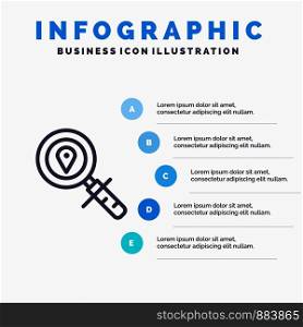 Map, Location, Search, Navigation Line icon with 5 steps presentation infographics Background