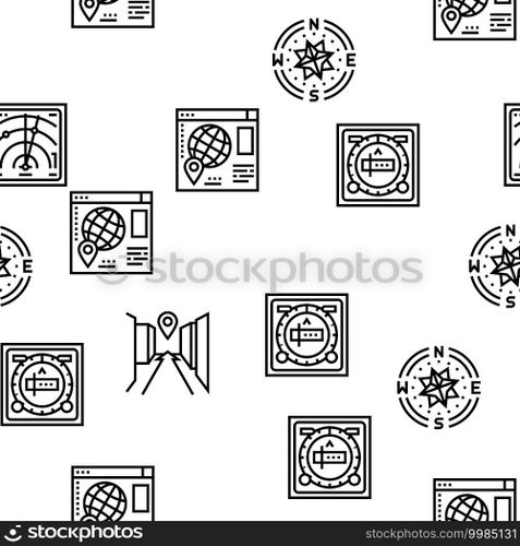 Map Location System Vector Seamless Pattern Thin Line Illustration. Map Location System Vector Seamless Pattern
