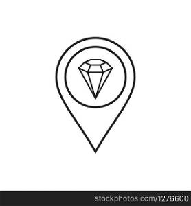 map location vector icon conception with diamond icon in trendy flat design