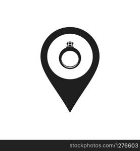 map location vector icon conception with diamond ring icon in trendy flat design