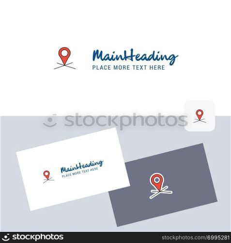 Map location vector logotype with business card template. Elegant corporate identity. - Vector