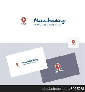 Map location vector logotype with business card template. Elegant corporate identity. - Vector