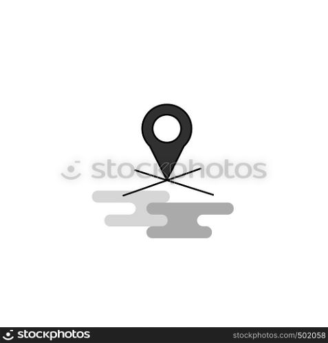 Map location Web Icon. Flat Line Filled Gray Icon Vector
