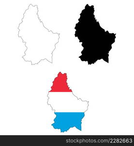 map Luxembourg on white background. Map of Luxembourg with national flag. flat style.
