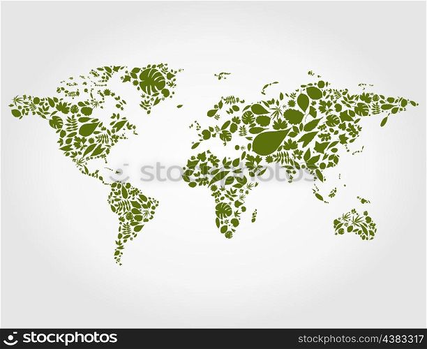 map made from leaf. A vector illustration