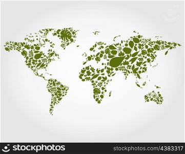 map made from leaf. A vector illustration
