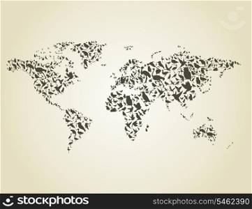 Map made of birds. A vector illustration