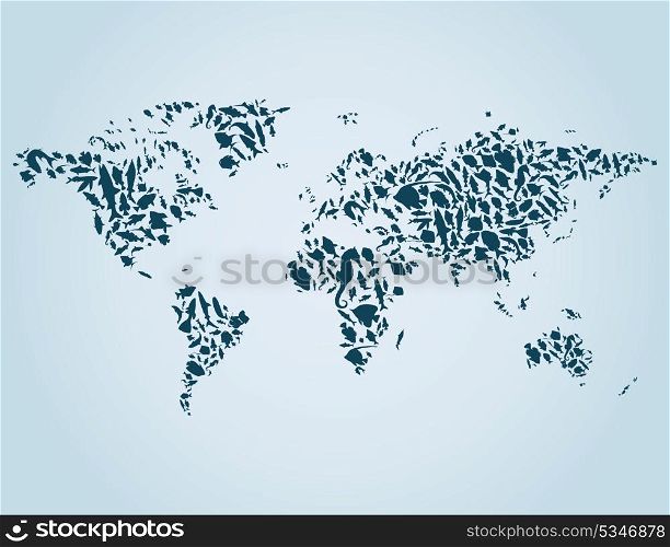 map made of fishes. A vector illustration
