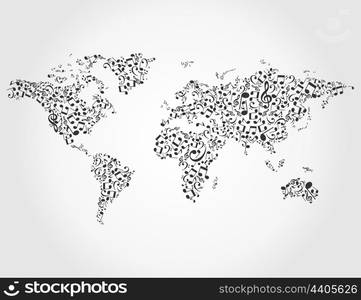 map made of notes. A vector illustration