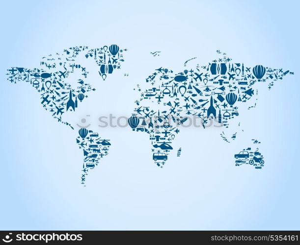 map made of transport. A vector illustration