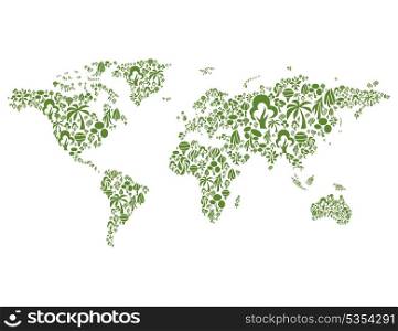 Map made of trees. A vector illustration