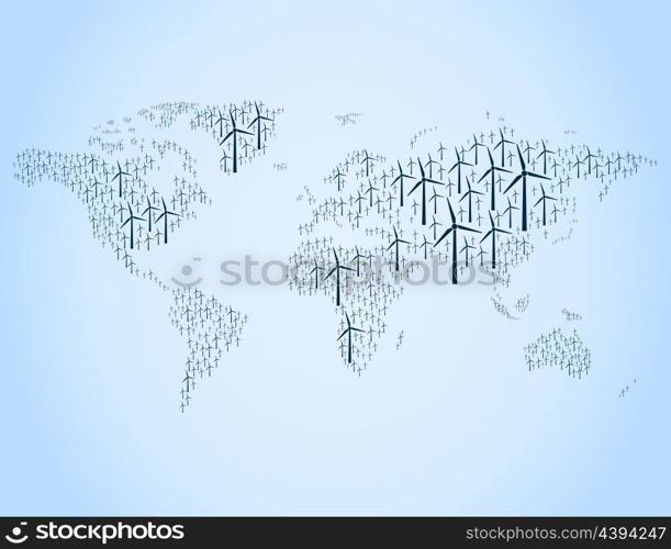 map made of wind energy. A vector illustration