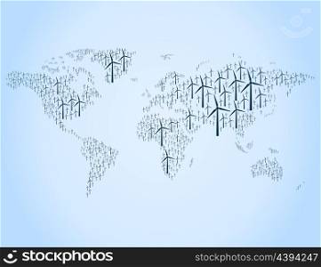 map made of wind energy. A vector illustration