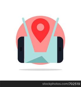 Map, Mobile, Location, Technology Abstract Circle Background Flat color Icon