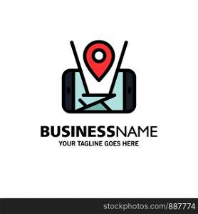 Map, Mobile, Location, Technology Business Logo Template. Flat Color