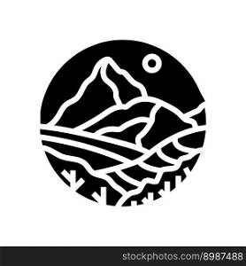 map mountain landscape glyph icon vector. map mountain landscape sign. isolated symbol illustration. map mountain landscape glyph icon vector illustration