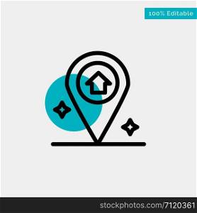 Map, Navigation, House turquoise highlight circle point Vector icon