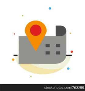 Map, Navigation, Location Abstract Flat Color Icon Template