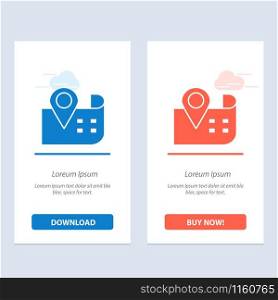 Map, Navigation, Location Blue and Red Download and Buy Now web Widget Card Template