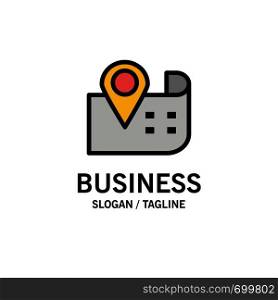 Map, Navigation, Location Business Logo Template. Flat Color