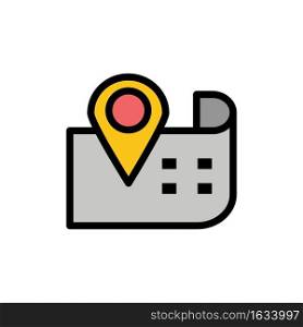 Map, Navigation, Location  Flat Color Icon. Vector icon banner Template