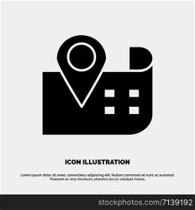 Map, Navigation, Location solid Glyph Icon vector