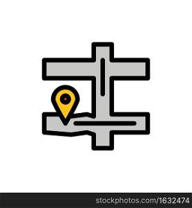 Map, Navigation, Pin  Flat Color Icon. Vector icon banner Template