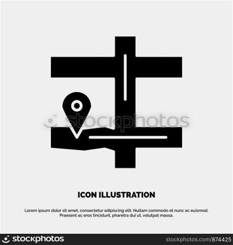 Map, Navigation, Pin solid Glyph Icon vector