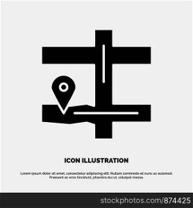 Map, Navigation, Pin solid Glyph Icon vector