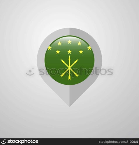 Map Navigation pointer with Adygea flag design vector