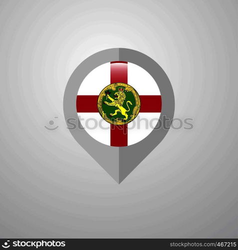 Map Navigation pointer with Alderney flag design vector