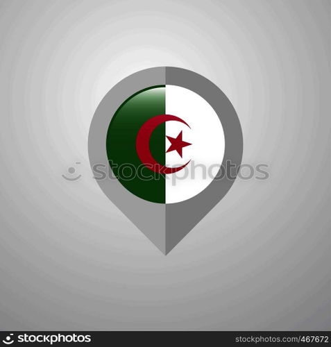 Map Navigation pointer with Alegeria flag design vector