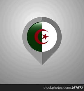 Map Navigation pointer with Alegeria flag design vector