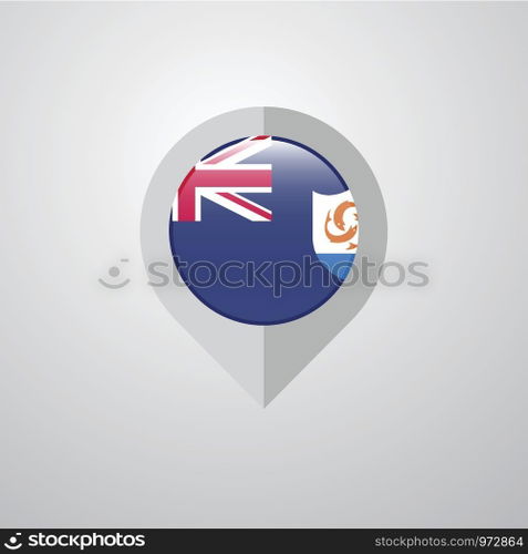 Map Navigation pointer with Anguilla flag design vector