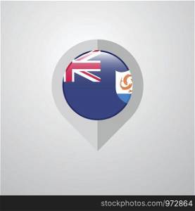 Map Navigation pointer with Anguilla flag design vector