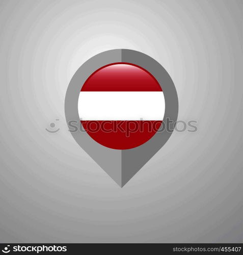 Map Navigation pointer with Austria flag design vector