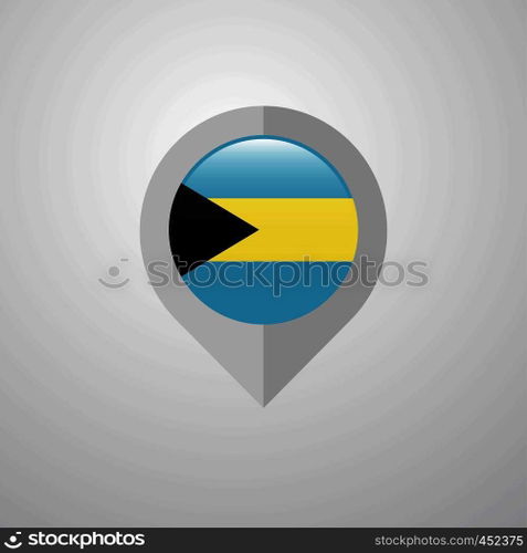Map Navigation pointer with Bahamas flag design vector