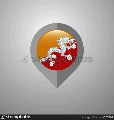 Map Navigation pointer with Bhutan flag design vector