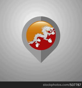 Map Navigation pointer with Bhutan flag design vector