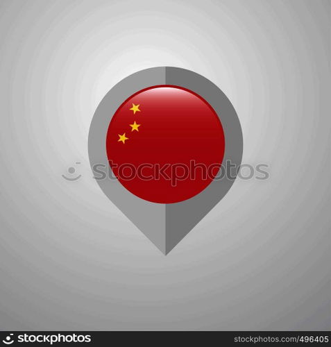 Map Navigation pointer with China flag design vector