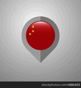 Map Navigation pointer with China flag design vector