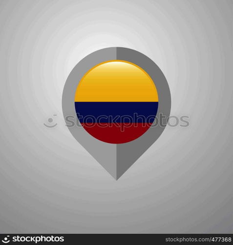 Map Navigation pointer with Colombia flag design vector