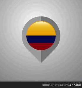 Map Navigation pointer with Colombia flag design vector