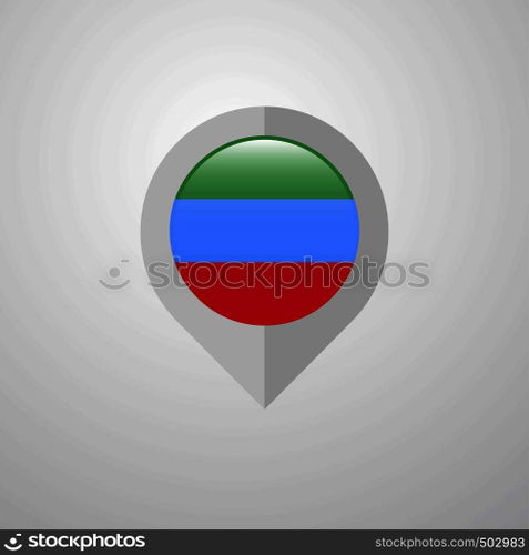 Map Navigation pointer with Dagestan flag design vector