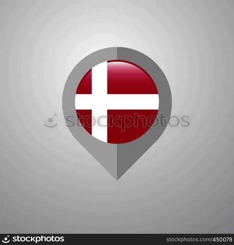 Map Navigation pointer with Denmark flag design vector