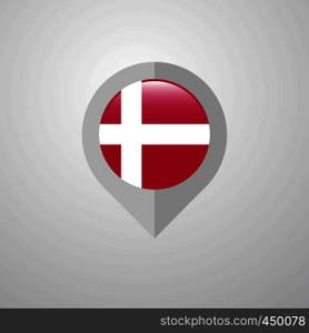Map Navigation pointer with Denmark flag design vector