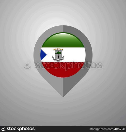 Map Navigation pointer with Equatorial Guinea flag design vector