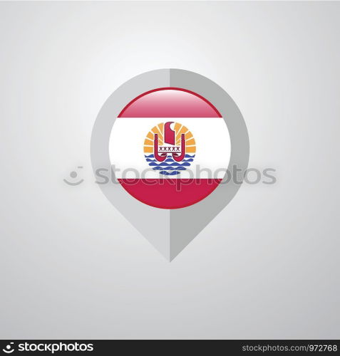 Map Navigation pointer with French Polynesia flag design vector
