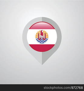 Map Navigation pointer with French Polynesia flag design vector